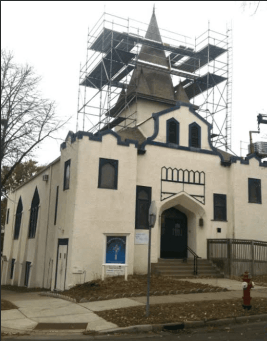 Before — Historic church — steeple & exterior restoration in Twin Cities, MN